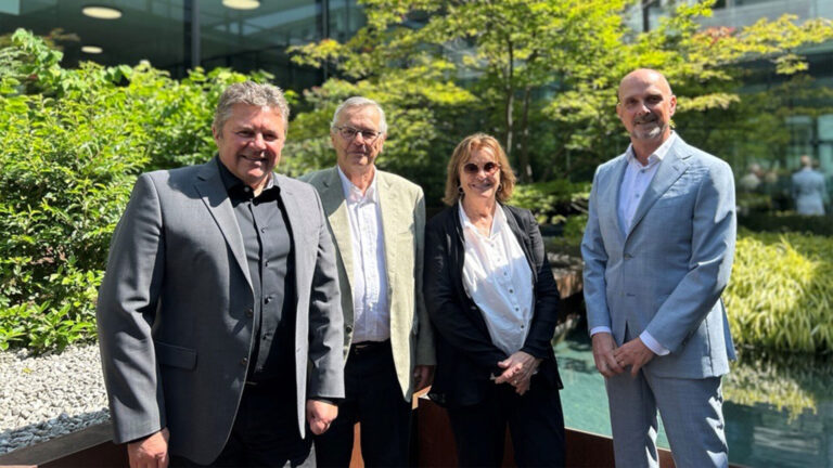Josef Richter COO and President GCE, Gion Schäfer, Evelyn Geller, Per Falk CEO GC IAG